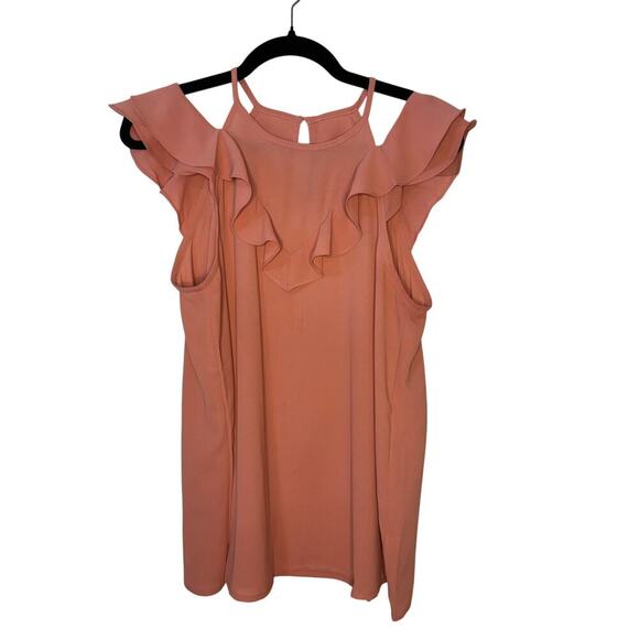 NWOT Doe & Rae Peach Ruffle Blouse - Picture 1 of 5